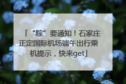 “粽”要通知！石家庄正定国际机场端午出行乘机提示，快来get