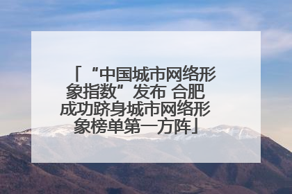 “中国城市网络形象指数”发布 合肥成功跻身城市网络形象榜单第一方阵
