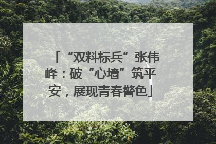 “双料标兵”张伟峰：破“心墙”筑平安，展现青春警色