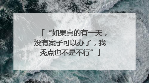 “如果真的有一天，没有案子可以办了，我秃点也不是不行”