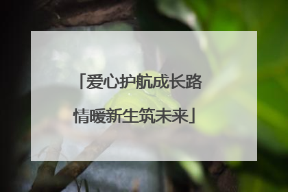 爱心护航成长路 情暖新生筑未来