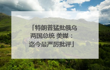 特朗普猛批俄乌两国总统 美媒：迄今最严厉批评