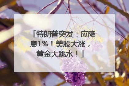 特朗普突发：应降息1%！美股大涨，黄金大跳水！