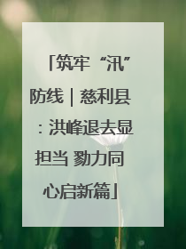 筑牢“汛”防线｜慈利县：洪峰退去显担当 勠力同心启新篇
