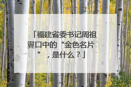 福建省委书记周祖翼口中的“金色名片”，是什么？