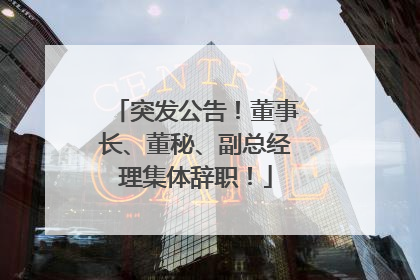 突发公告！董事长、董秘、副总经理集体辞职！