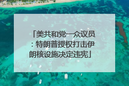 美共和党一众议员：特朗普授权打击伊朗核设施决定违宪