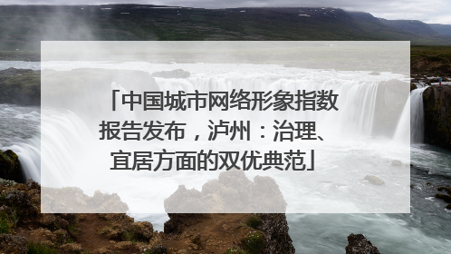 中国城市网络形象指数报告发布，泸州：治理、宜居方面的双优典范