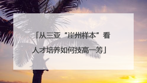 从三亚“崖州样本”看人才培养如何技高一筹