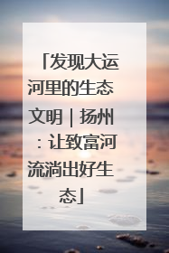 发现大运河里的生态文明｜扬州：让致富河流淌出好生态