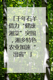 千年石羊借力“健康湘菜”突围，湘乡特色农业加速“出省”