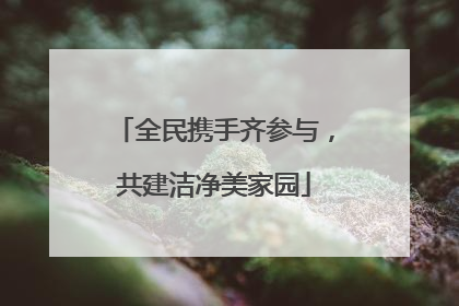 全民携手齐参与，共建洁净美家园