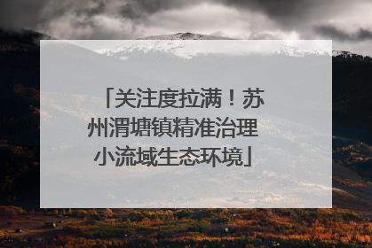 关注度拉满！苏州渭塘镇精准治理小流域生态环境