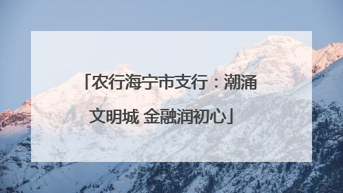 农行海宁市支行：潮涌文明城 金融润初心
