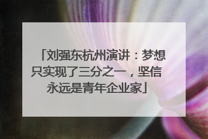 刘强东杭州演讲：梦想只实现了三分之一，坚信永远是青年企业家