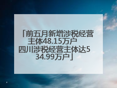 前五月新增涉税经营主体48.15万户 四川涉税经营主体达534.99万户