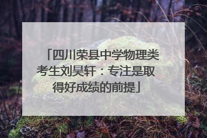 四川荣县中学物理类考生刘昊轩：专注是取得好成绩的前提