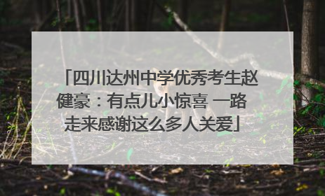 四川达州中学优秀考生赵健豪：有点儿小惊喜 一路走来感谢这么多人关爱