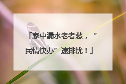 家中漏水老者愁，“民情快办”速排忧！