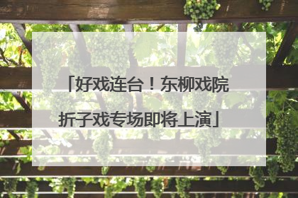 好戏连台！东柳戏院折子戏专场即将上演