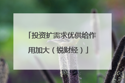 投资扩需求优供给作用加大（锐财经）