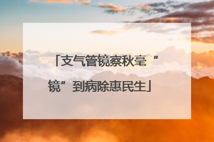 支气管镜察秋毫“镜”到病除惠民生