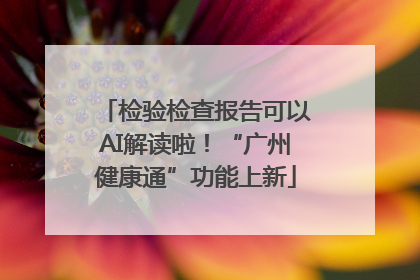 检验检查报告可以AI解读啦！“广州健康通”功能上新