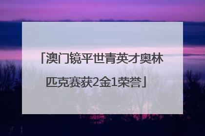 澳门镜平世青英才奥林匹克赛获2金1荣誉