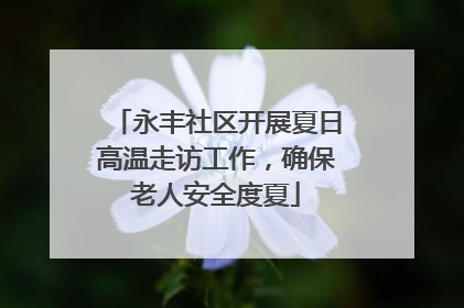 永丰社区开展夏日高温走访工作，确保老人安全度夏