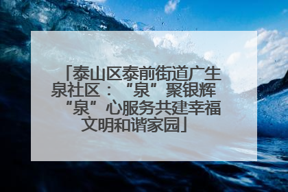 泰山区泰前街道广生泉社区：“泉”聚银辉“泉”心服务共建幸福文明和谐家园