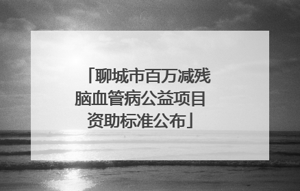 聊城市百万减残脑血管病公益项目资助标准公布