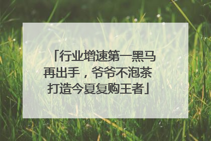 行业增速第一黑马再出手，爷爷不泡茶打造今夏复购王者