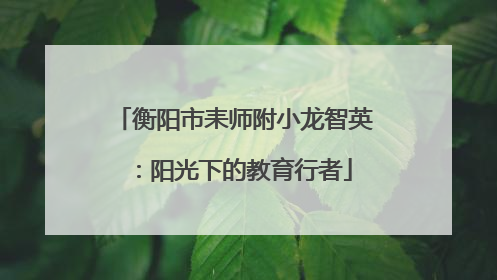 衡阳市耒师附小龙智英：阳光下的教育行者