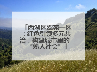 西湖区翠苑一区：红色引领多元共治，构建城市里的“熟人社会”