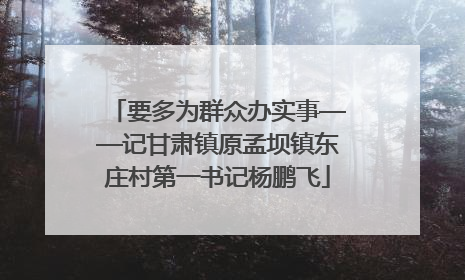 要多为群众办实事——记甘肃镇原孟坝镇东庄村第一书记杨鹏飞