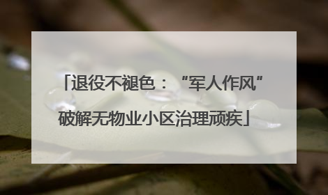 退役不褪色：“军人作风”破解无物业小区治理顽疾
