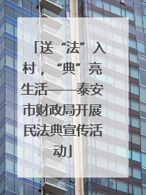 送“法”入村，“典”亮生活——泰安市财政局开展民法典宣传活动