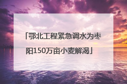 鄂北工程紧急调水为枣阳150万亩小麦解渴