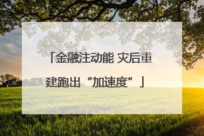 金融注动能 灾后重建跑出“加速度”