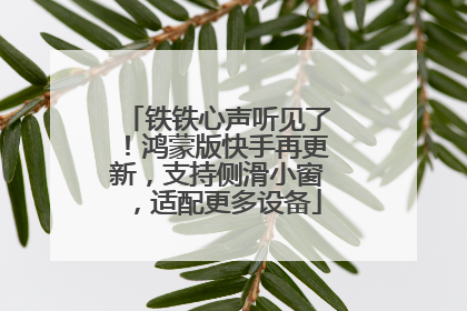 铁铁心声听见了！鸿蒙版快手再更新，支持侧滑小窗，适配更多设备