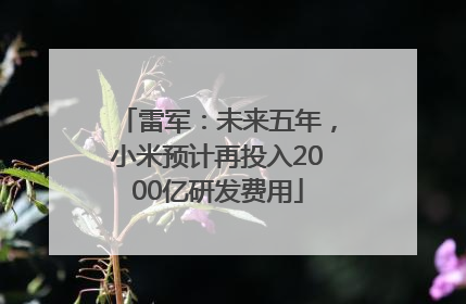 雷军：未来五年，小米预计再投入2000亿研发费用