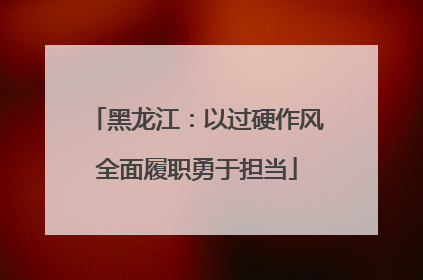 黑龙江：以过硬作风全面履职勇于担当